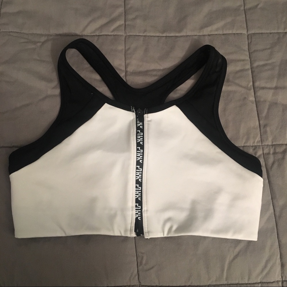 NWOT PINK front zip sports bra